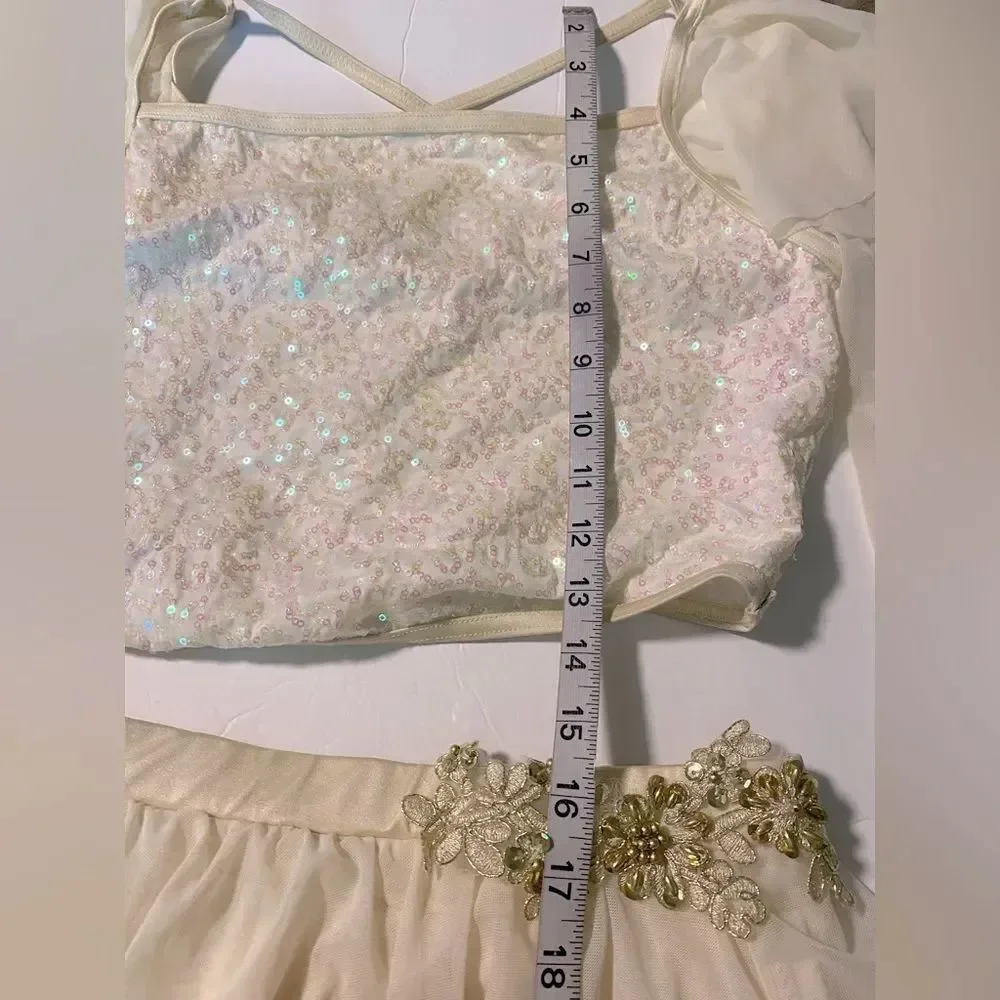 Weissman dance costume 2 piece white ivory lyrical Unicorn 15116 MA adult